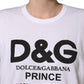 Dolce & Gabbana White D&G PRINCE I WAS THERE Crew Neck T-shirt