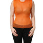 Dolce & Gabbana Orange See Through Crew Neck Blouse Tank Top