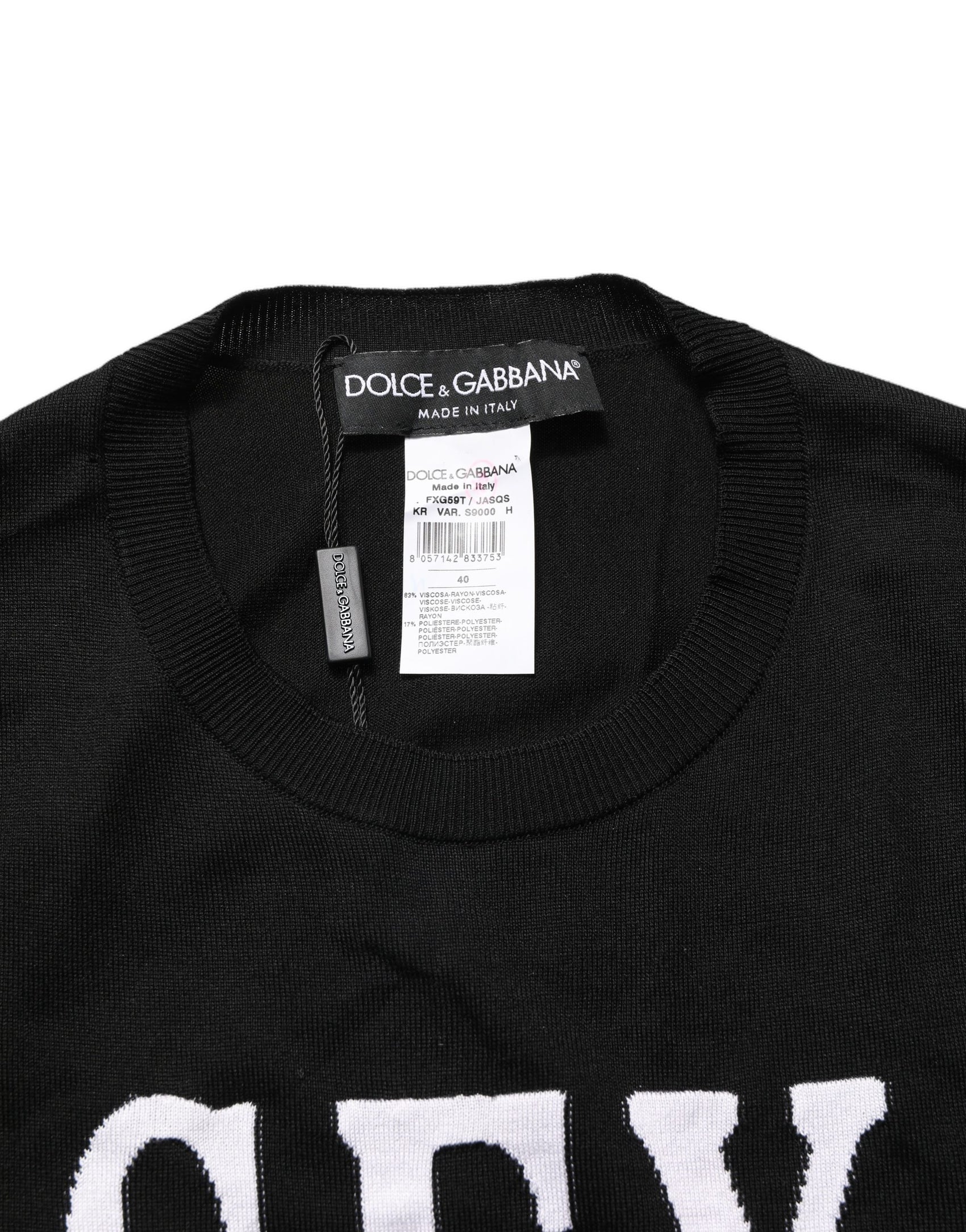 Dolce & Gabbana Black Graphic Print Long-Sleeved Top
