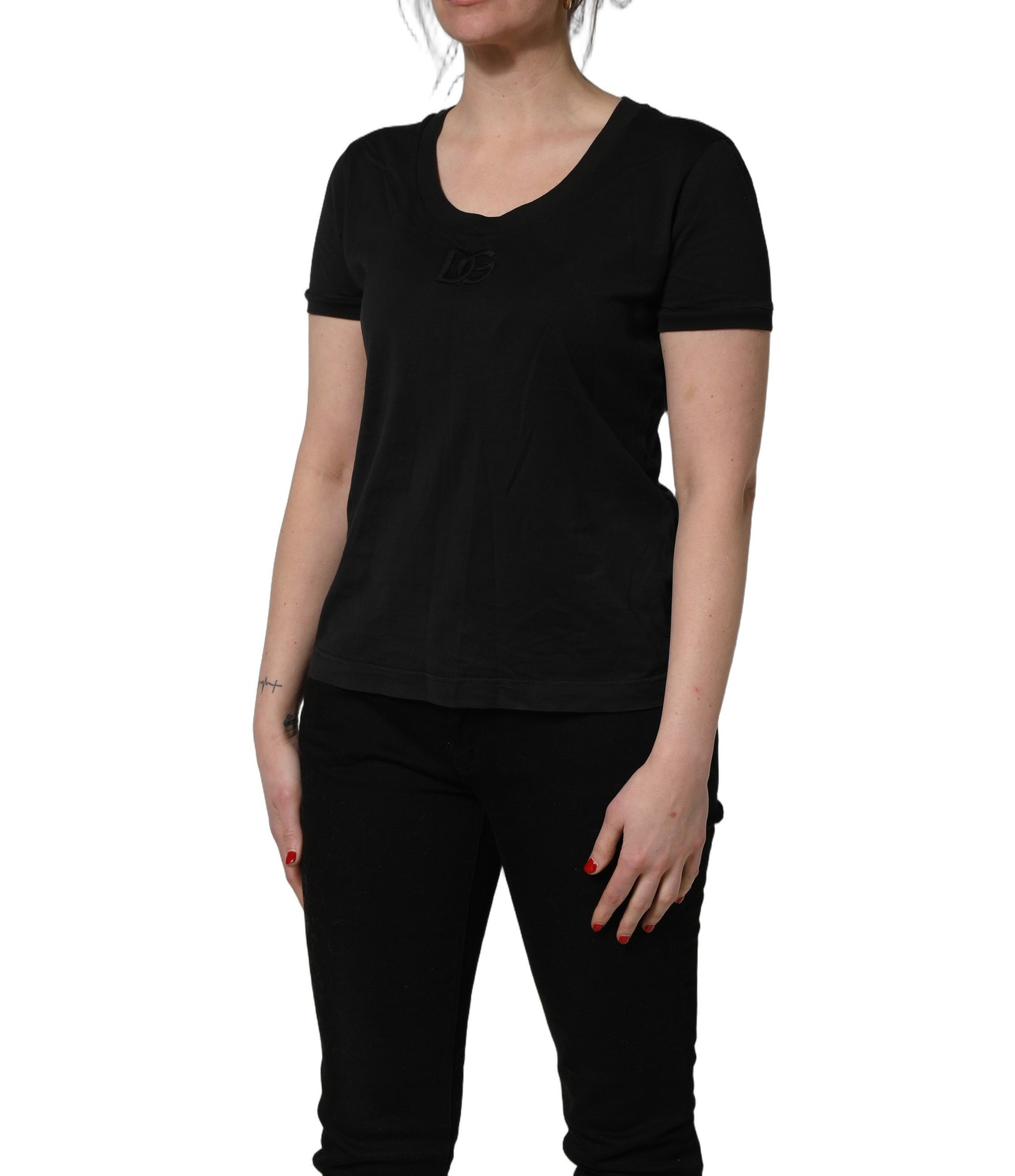 Dolce & Gabbana Black Cotton Short-Sleeve Crew Neck T-shirt