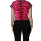 Dolce & Gabbana Pink Zebra Sleeveless Crew Neck Cropped T-shirt