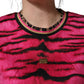Dolce & Gabbana Pink Zebra Sleeveless Crew Neck Cropped T-shirt