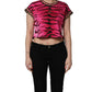 Dolce & Gabbana Pink Zebra Sleeveless Crew Neck Cropped T-shirt