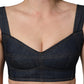 Dolce & Gabbana Black Denim Corset Bralette Cotton Cropped Top