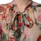 Dolce & Gabbana Multicolor Floral Tie-Neck Silk Chiffon Blouse Top