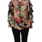 Dolce & Gabbana Multicolor Floral Tie-Neck Silk Chiffon Blouse Top