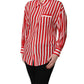 Dolce & Gabbana Red White Striped Long Sleeve Silk Blouse Top