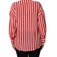 Dolce & Gabbana Red White Striped Long Sleeve Silk Blouse Top