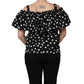 Dolce & Gabbana Black White Polka Dot Off Shoulder Top