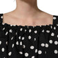 Dolce & Gabbana Black White Polka Dot Off Shoulder Top
