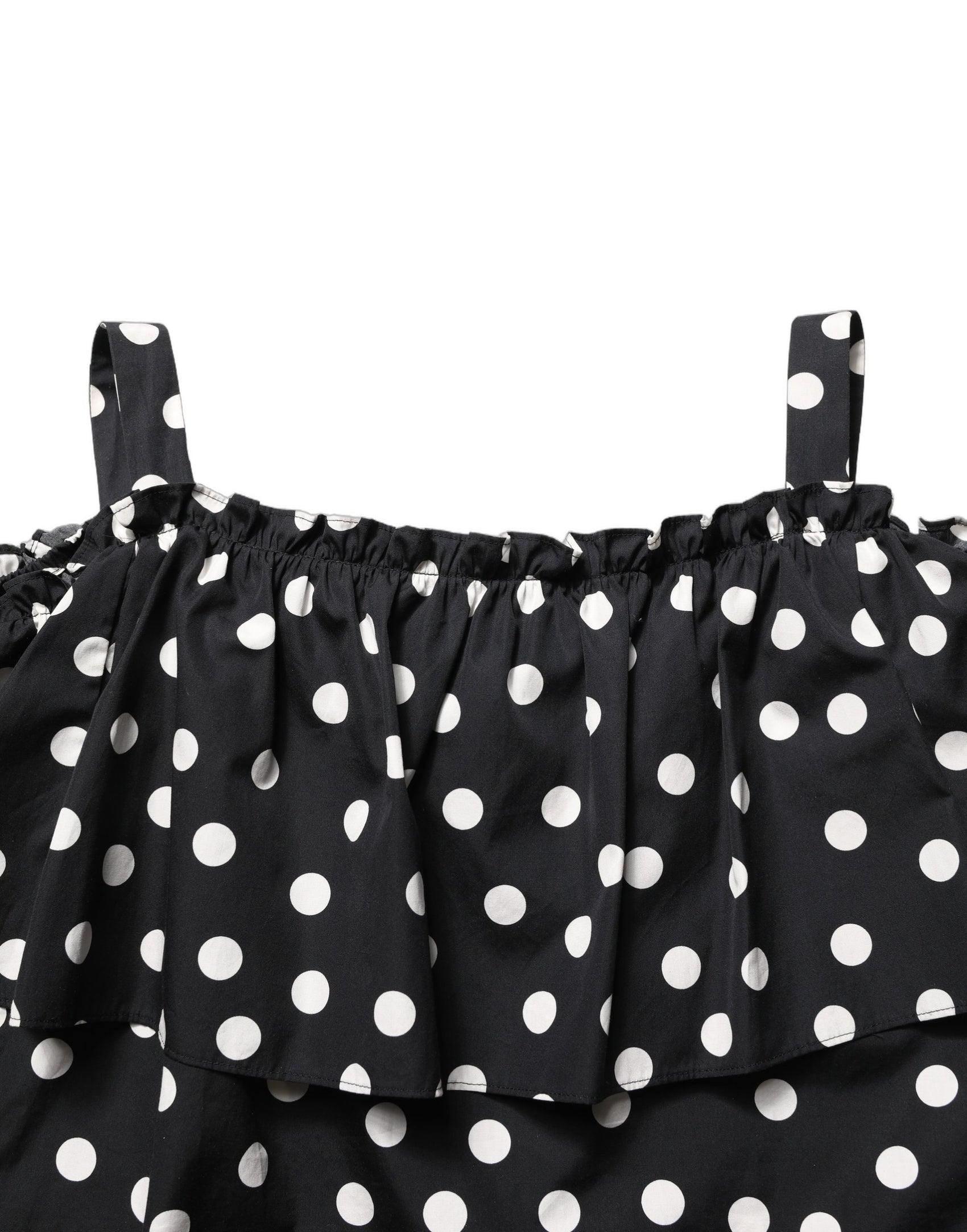 Dolce & Gabbana Black White Polka Dot Off Shoulder Top
