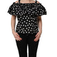 Dolce & Gabbana Black White Polka Dot Off Shoulder Top