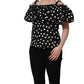 Dolce & Gabbana Black White Polka Dot Off Shoulder Top