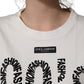 Dolce & Gabbana White Cotton Graphic Sleeveless Tank Top