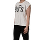 Dolce & Gabbana White Cotton Graphic Sleeveless Tank Top