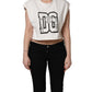 Dolce & Gabbana White Cotton DG Logo Print Cropped Jersey Top