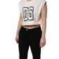 Dolce & Gabbana White Cotton DG Logo Print Cropped Jersey Top