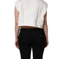 Dolce & Gabbana White Cotton DG Logo Print Cropped Jersey Top
