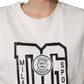 Dolce & Gabbana White Cotton DG Logo Print Cropped Jersey Top