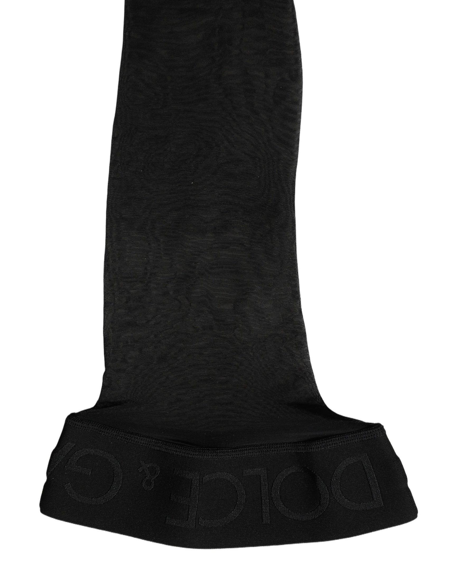 Dolce & Gabbana Black Sheer Nylon Thigh High Stockings Socks