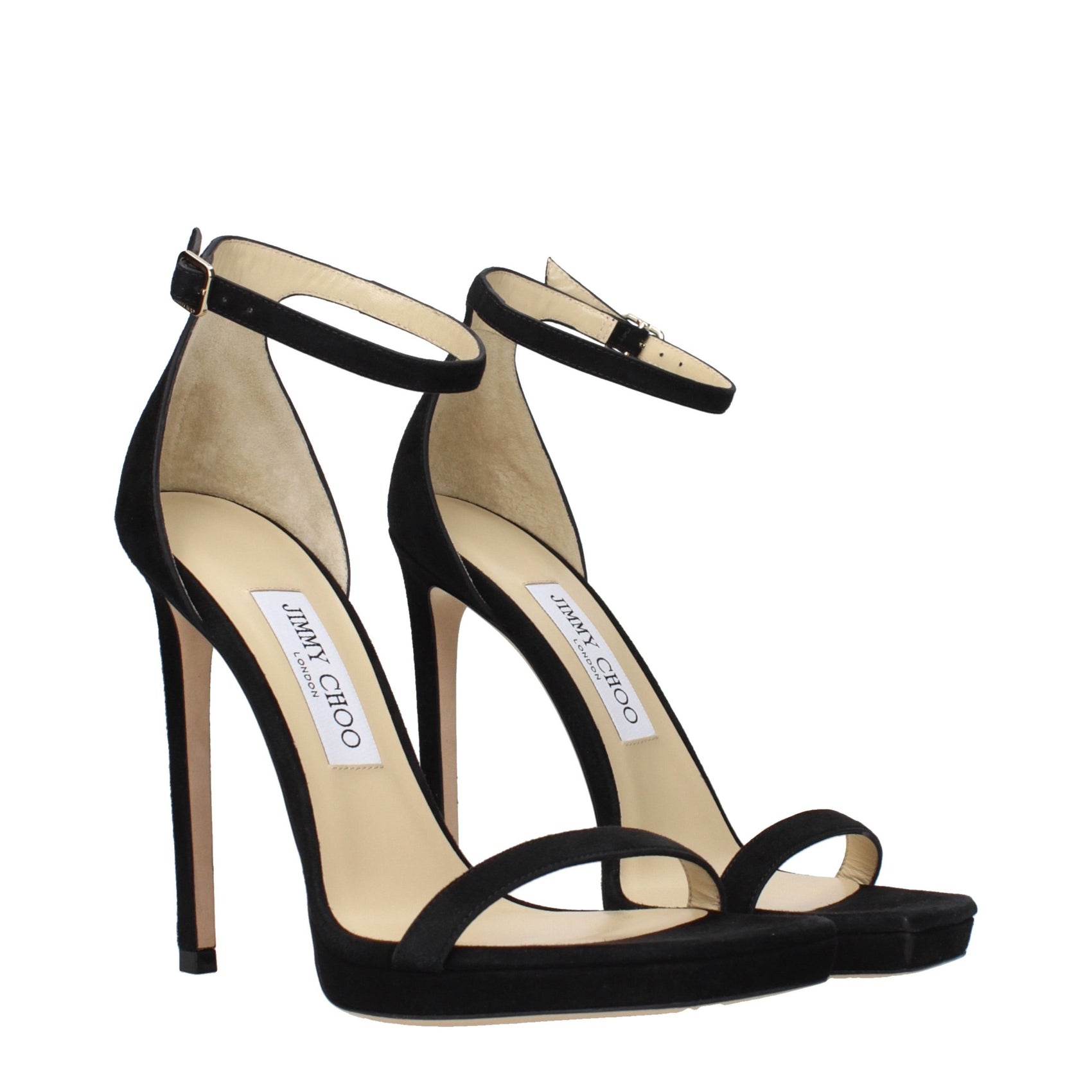 Jimmy Choo Black Leather Stiletto Heel Sandals