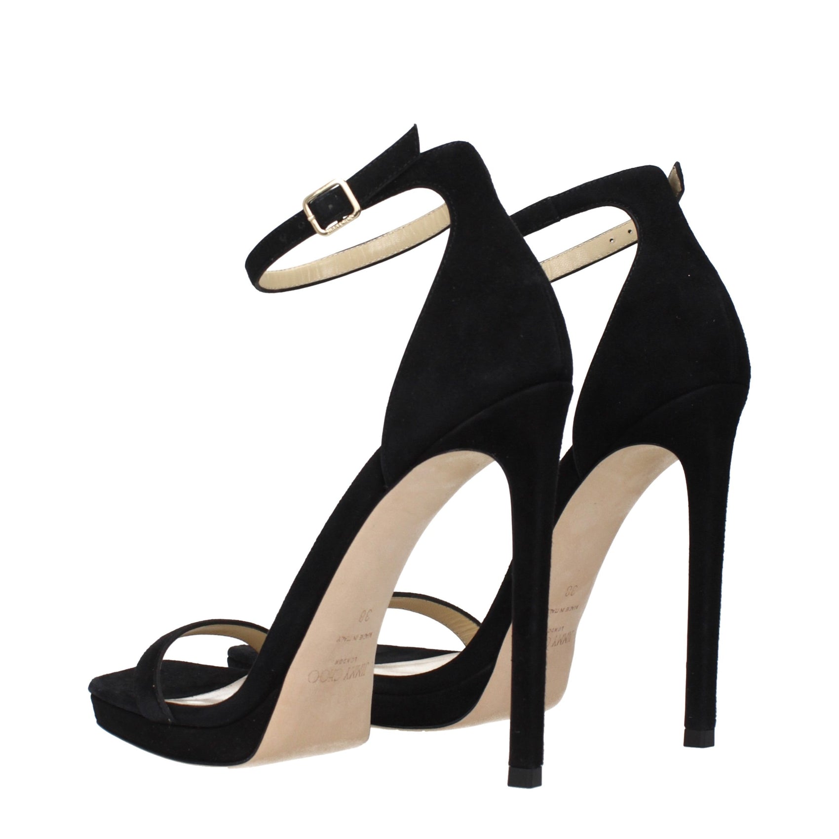 Jimmy Choo Black Leather Stiletto Heel Sandals