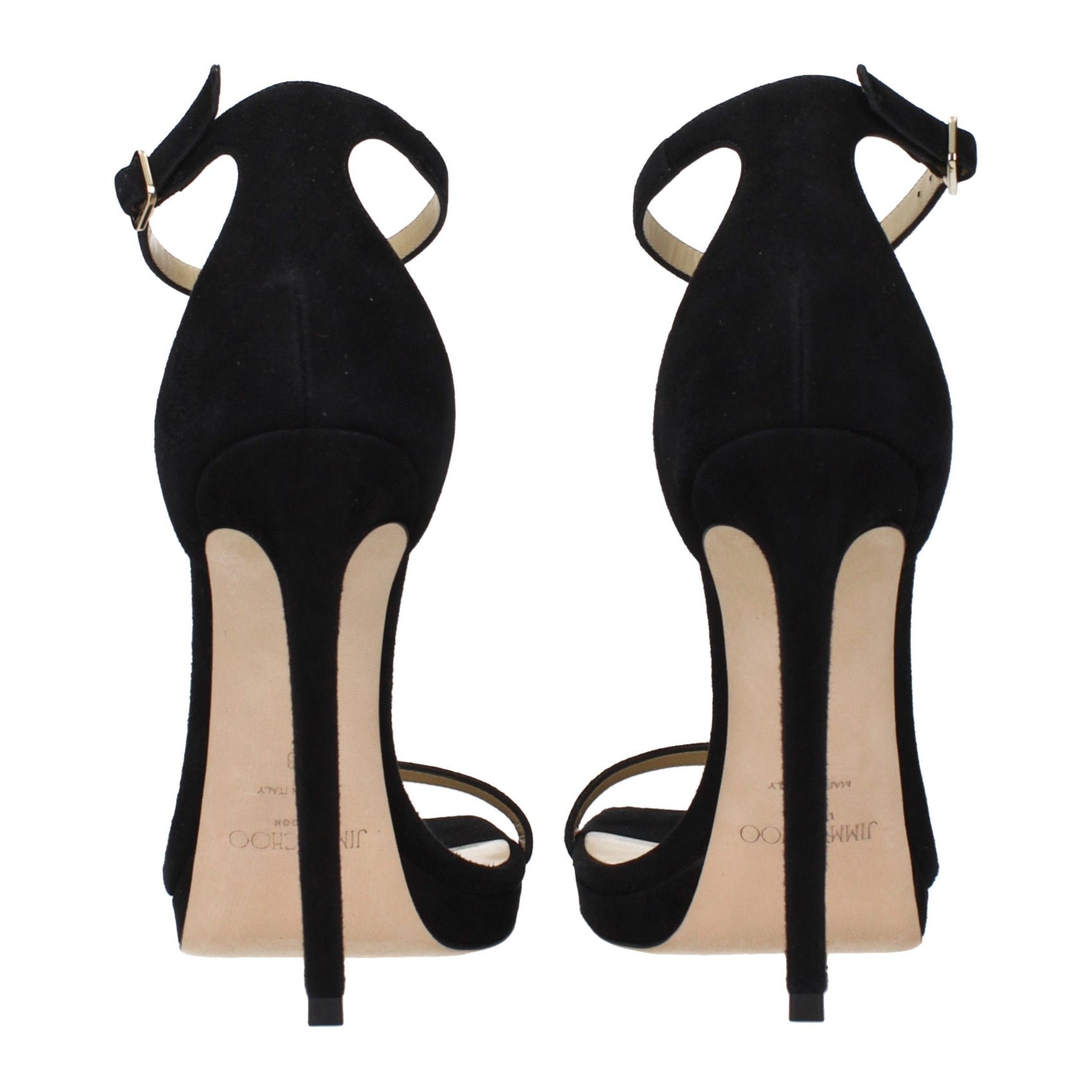 Jimmy Choo Black Leather Stiletto Heel Sandals