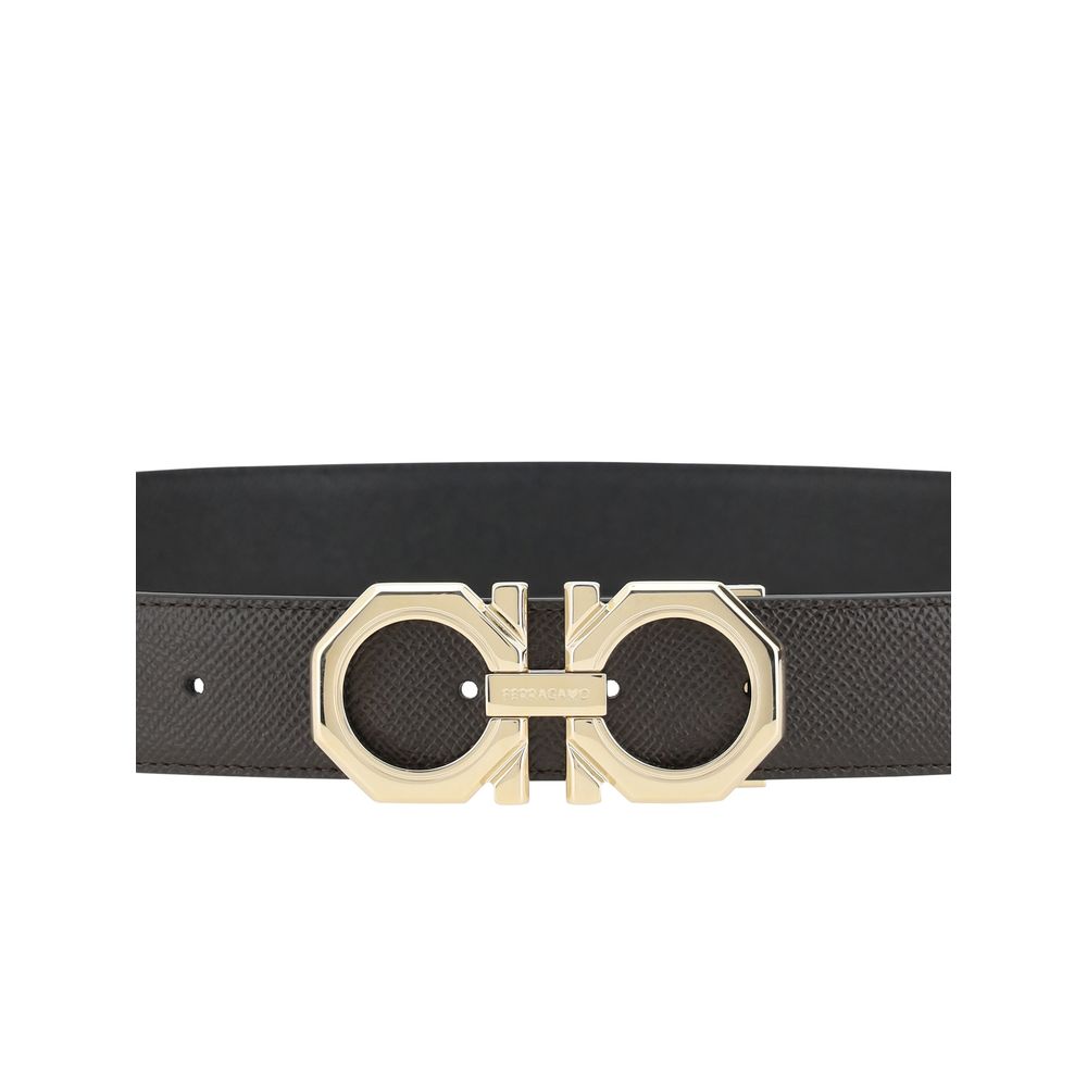 Ferragamo Black Calf Leather Bos Taurus Belt