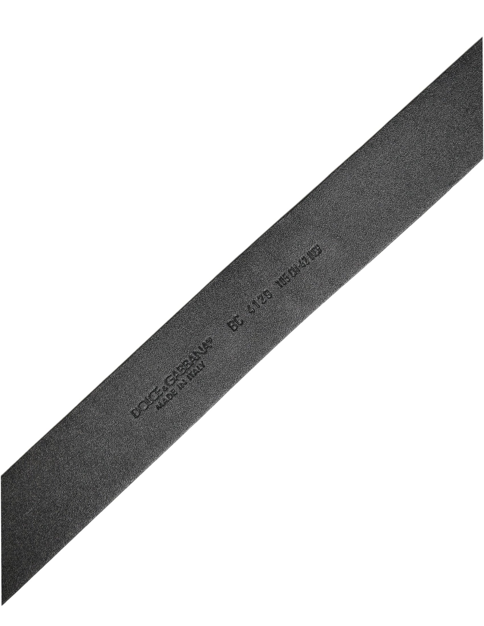 Dolce & Gabbana Black Leather Prince Crown Logo Buckle Belt