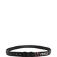 Dolce & Gabbana Black Leather Prince Crown Logo Buckle Belt