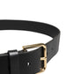 Dolce & Gabbana Black Calf Leather Gold Metal Buckle Men Belt