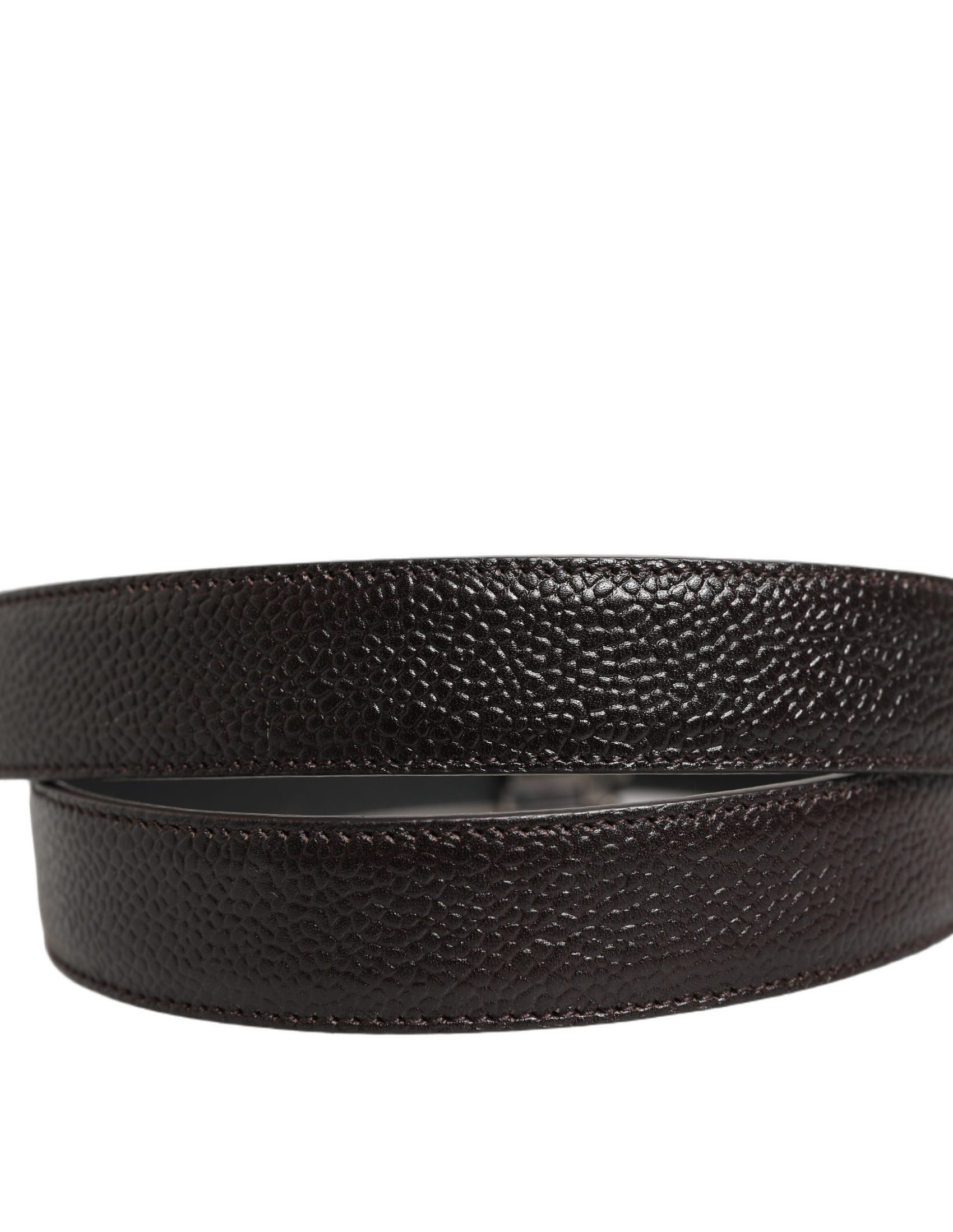 Dolce & Gabbana Brown Calf Leather Vintage Style Silver Buckle Belt