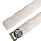 Dolce & Gabbana White Fleece Silver DG Logo Metal Buckle Belt