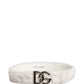 Dolce & Gabbana White Fleece Silver DG Logo Metal Buckle Belt