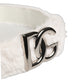 Dolce & Gabbana White Fleece Silver DG Logo Metal Buckle Belt