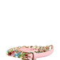 Dolce & Gabbana Pink Leather Crystal Chain Embellished Belt