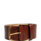 Dolce & Gabbana Brown Calfskin Leather Gold Metal Buckle Belt