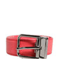 Dolce & Gabbana Pink Lambskin Leather Silver Metal Buckle Belt