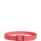 Dolce & Gabbana Pink Lambskin Leather Silver Metal Buckle Belt
