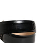 Dolce & Gabbana Black Leather Crystal Metal Buckle Belt