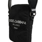 Dolce & Gabbana Black Nylon Rubberized Logo Print Crossbody Borse Bag
