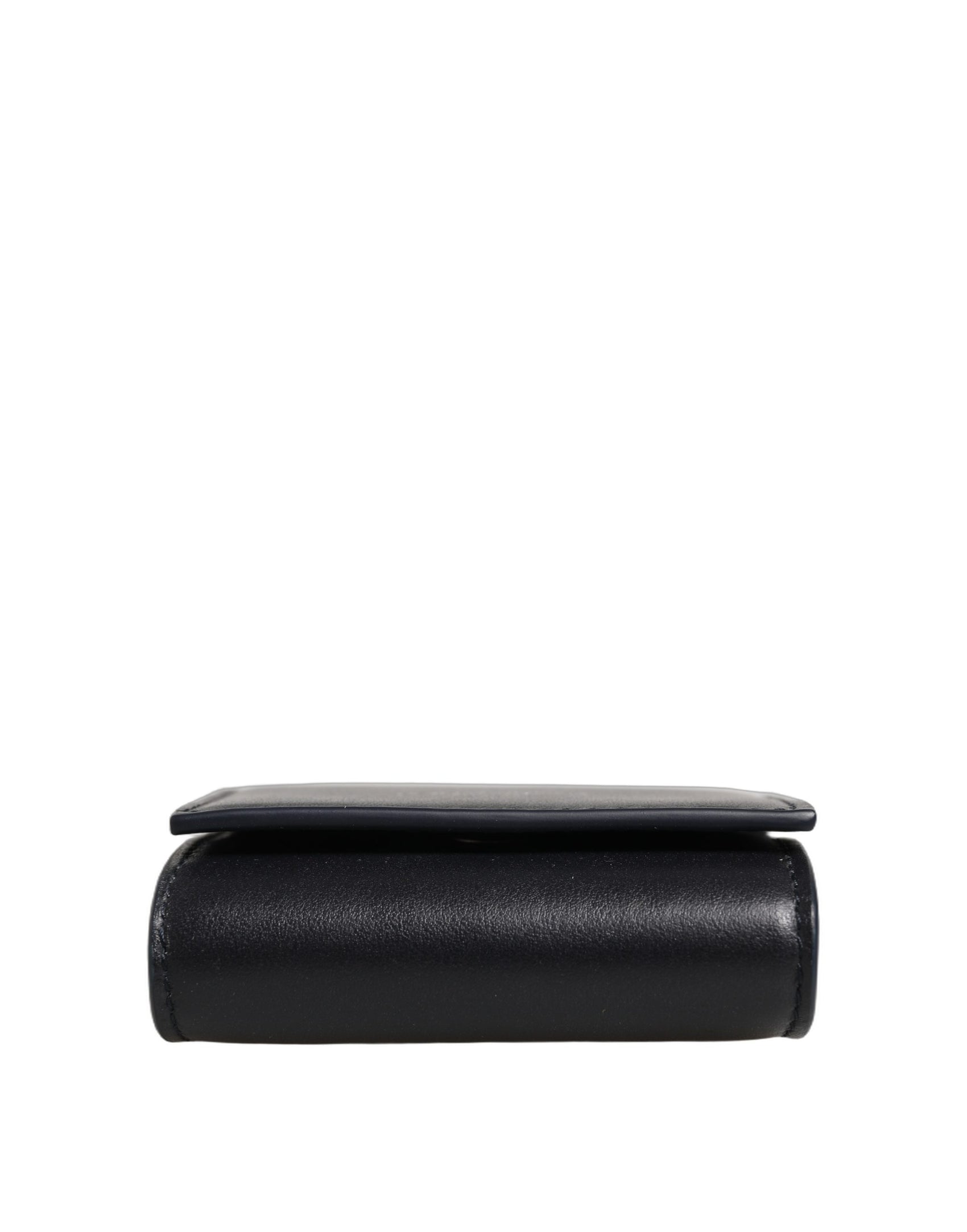 Dolce & Gabbana Black Calfskin Leather Logo Print Bifold CoinPurse Wallet