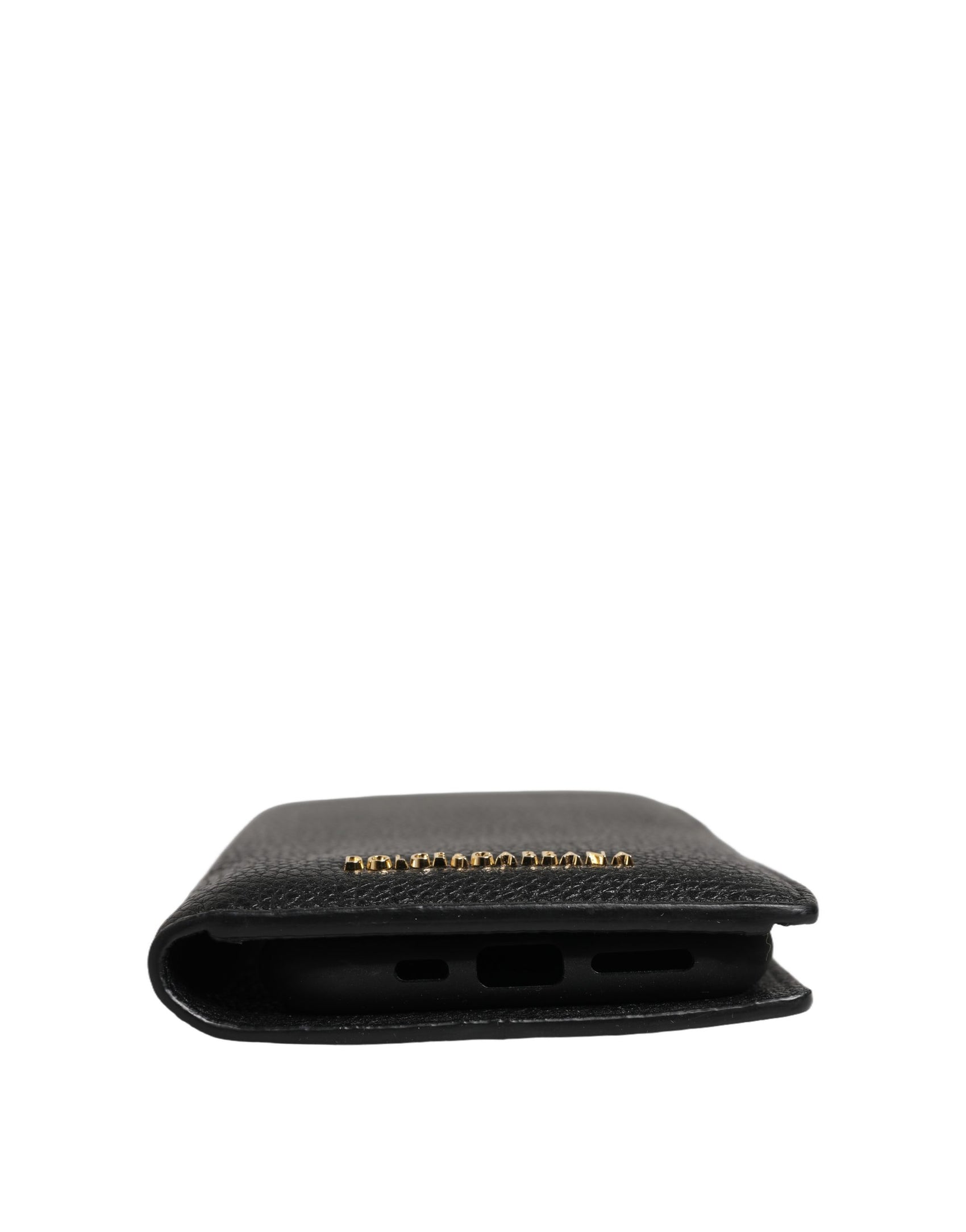 Dolce & Gabbana Case Flip Cover Black Calf Leather iPhone11 PRO Phone
