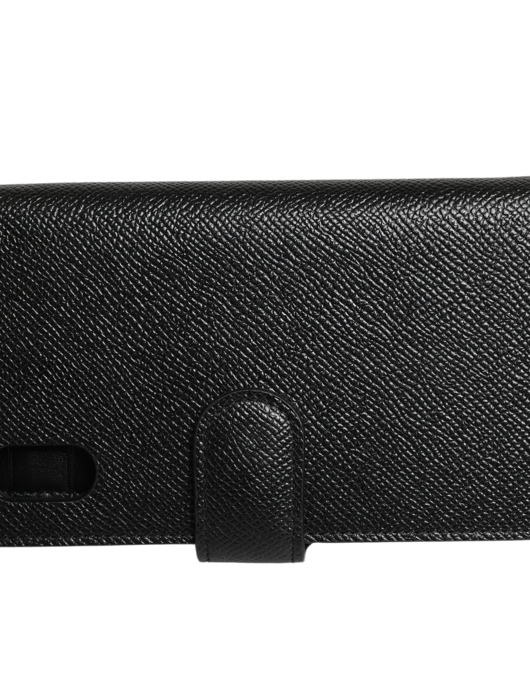 Dolce & Gabbana Case Flip Cover Black Calf Leather iPhone X - XS Phone