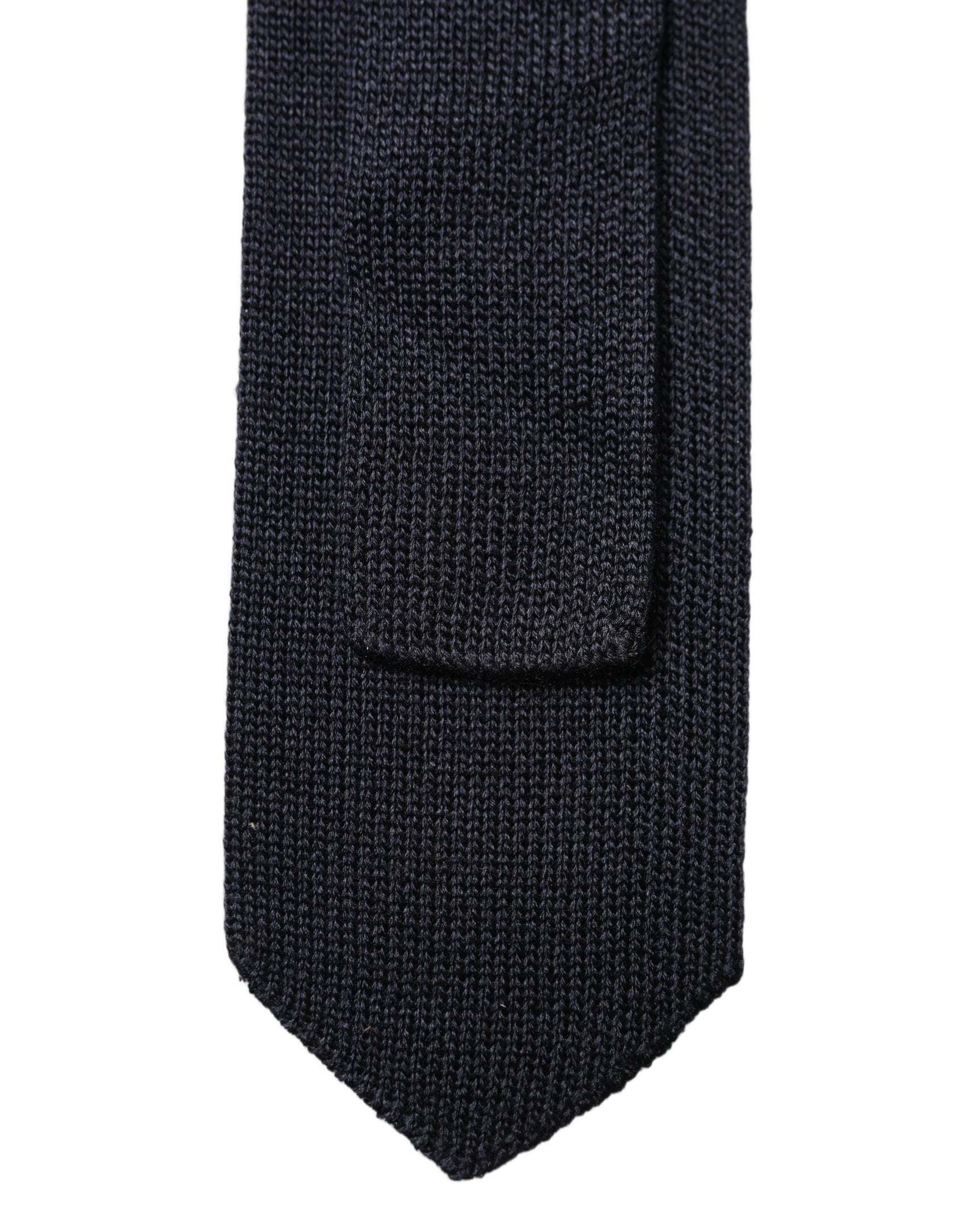 Dolce & Gabbana Dark Blue Solid 100% Silk Adjustable Men Necktie Tie