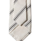 Dolce & Gabbana Beige Black Stripes 100% Silk Adjustable Men Necktie Tie