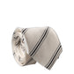 Dolce & Gabbana Beige Black Stripes 100% Silk Adjustable Men Necktie Tie