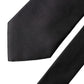 Dolce & Gabbana Brown Logo Embroidery Silk Adjustable Men Necktie Tie