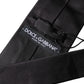 Dolce & Gabbana Brown Logo Embroidery Silk Adjustable Men Necktie Tie