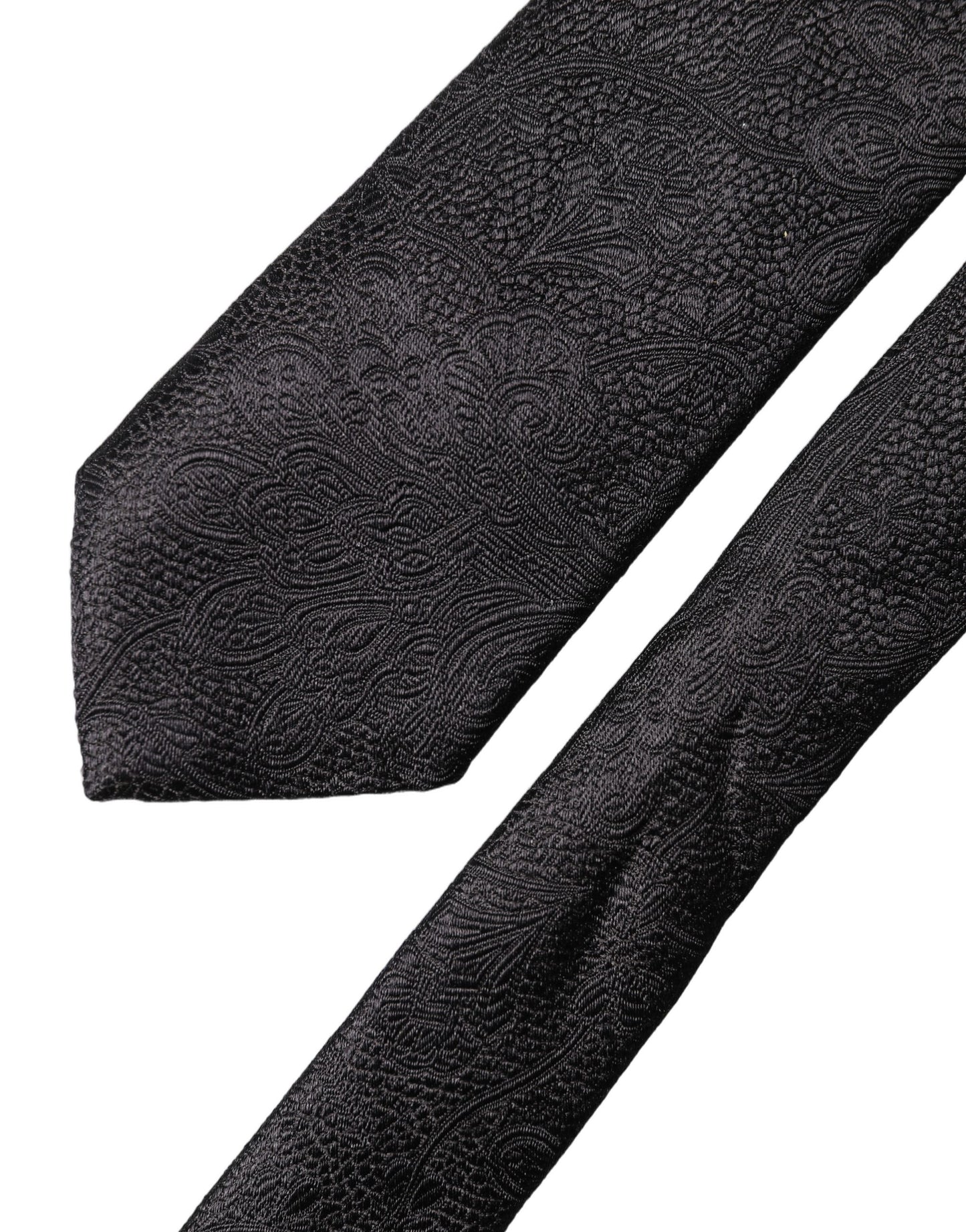 Dolce & Gabbana Black Floral Brocade Silk Adjustable Men Tied Necktie Tie